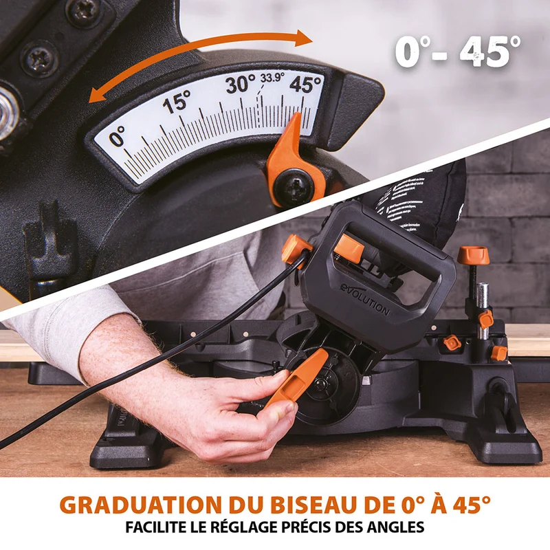 Pack Evolution : Scie à onglet électrique 210mm R210SMS-300+ avec Lame multi-matériaux TCT + Support