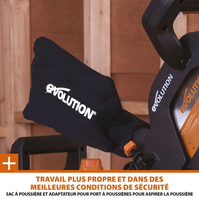 Pack Evolution : Scie à onglet électrique 210mm R210SMS-300+ avec Lame multi-matériaux TCT + Support