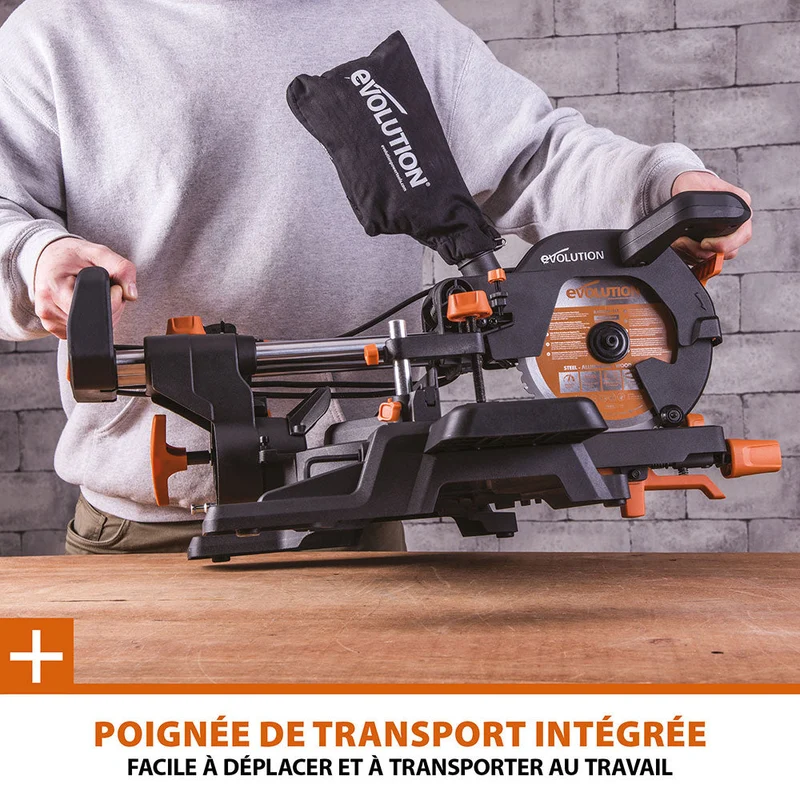 Pack Evolution : Scie à onglet électrique 210mm R210SMS-300+ avec Lame multi-matériaux TCT + Support