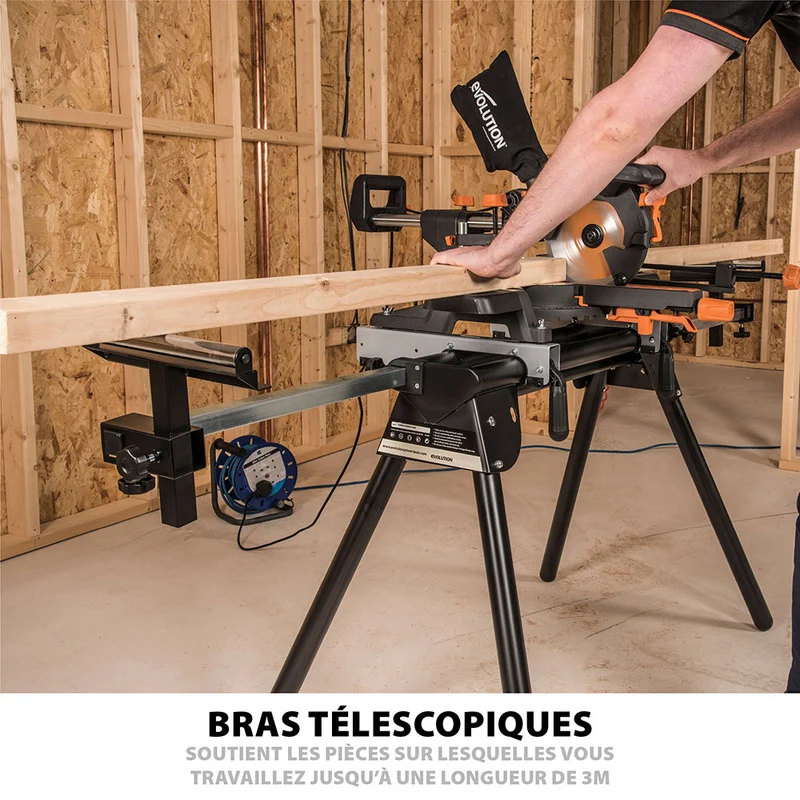 Pack Evolution : Scie à onglet électrique 210mm R210SMS-300+ avec Lame multi-matériaux TCT + Support
