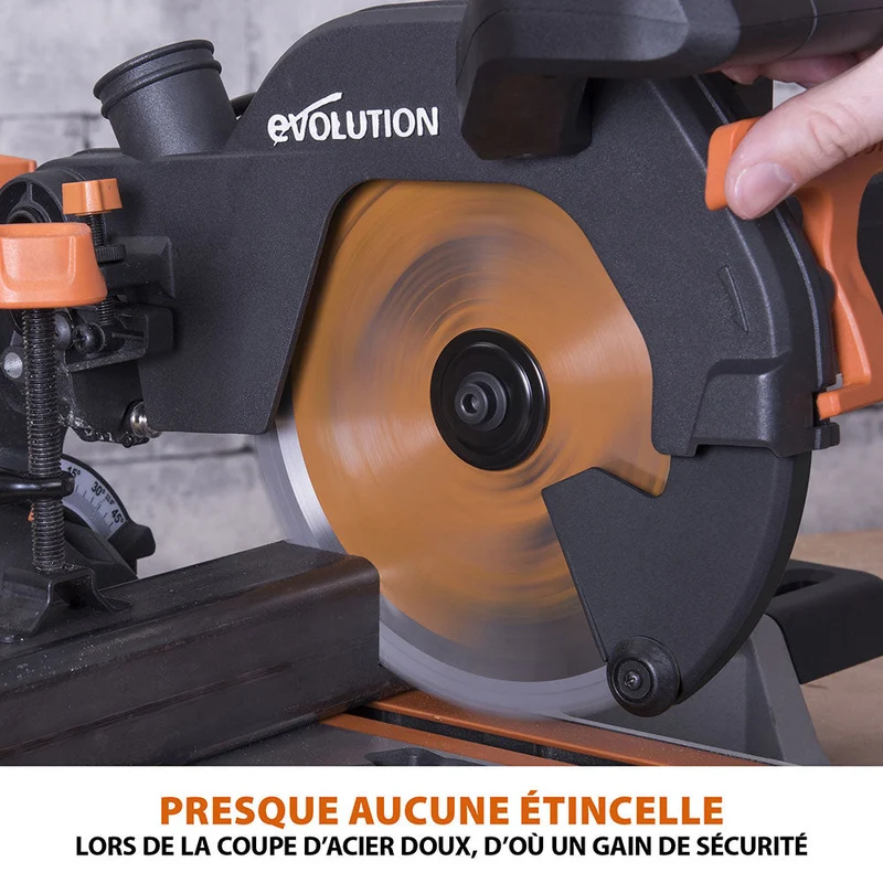 Pack Evolution : Scie à onglet électrique 210mm R210SMS+ avec lame multi-matériaux TCT + Support