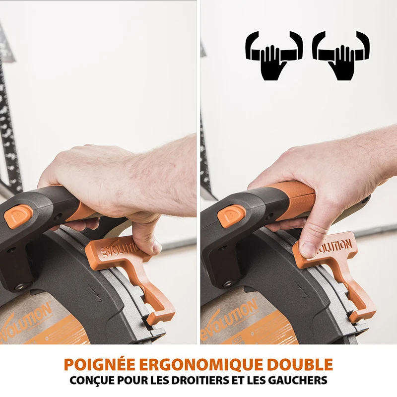 Pack Evolution : Scie à onglet électrique double biseau R255SMS-DB+ avec lame multi-matériaux TCT de 255mm + Support