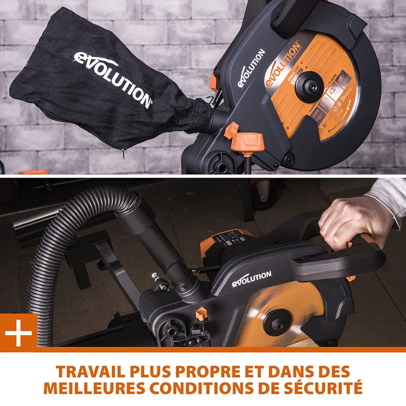 Pack Evolution : Scie à onglet électrique 255mm R255SMS+ avec lame multi-matériaux TCT + Support pour scie à onglet