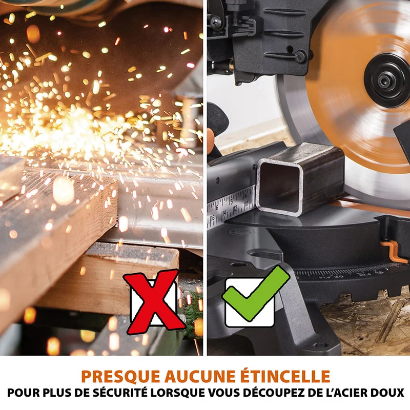 Pack Evolution : Scie à onglet électrique double biseau R255SMS-DB+ avec lame multi-matériaux TCT de 255mm + Support Evolution PLUS