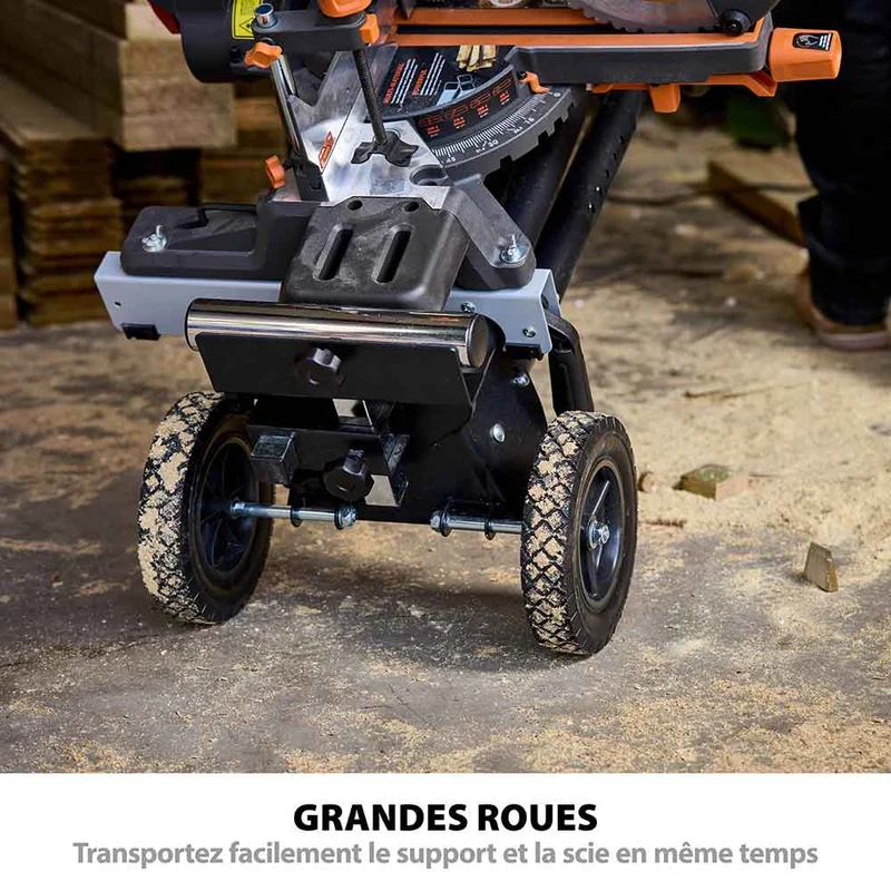 Pack Evolution : Scie à onglet électrique double biseau R255SMS-DB+ avec lame multi-matériaux TCT de 255mm + Support Evolution PLUS