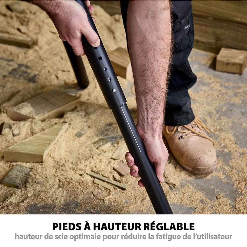 Support universel PLUS Evolution pour scie à onglet avec pieds télescopiques