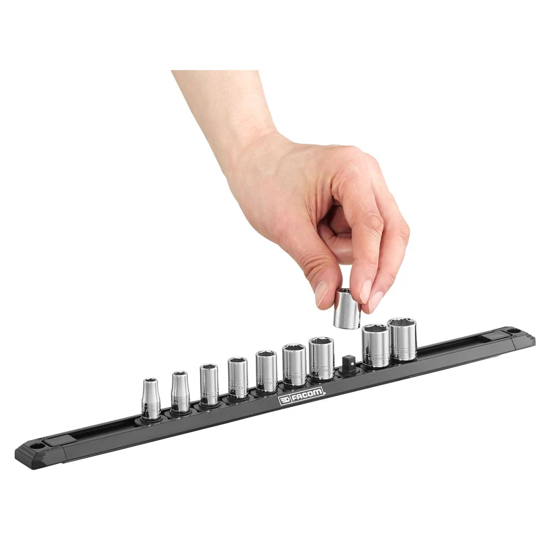 [R.40EGRPPB] Rack magnétique de 10 douilles 1/4, 6 pans OGV® Grip