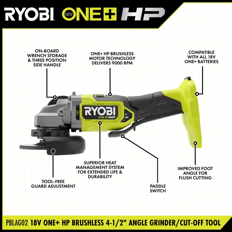 18V ONE+ HP Brushless 4-1/2" Angle Grinder/Cut-Off Tool