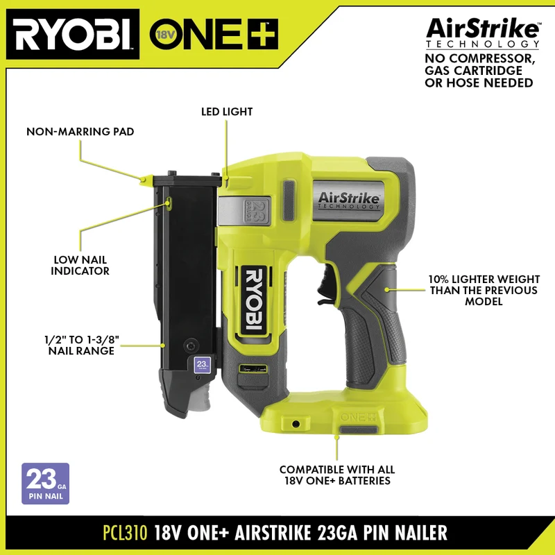 18V ONE+ AirStrike 23GA Pin Nailer Kit