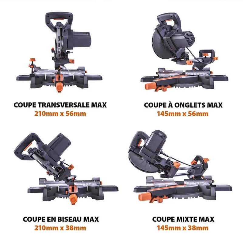 Scie à onglet électrique 185mm Evolution R185SMS+ avec lame multi-matériaux TCT