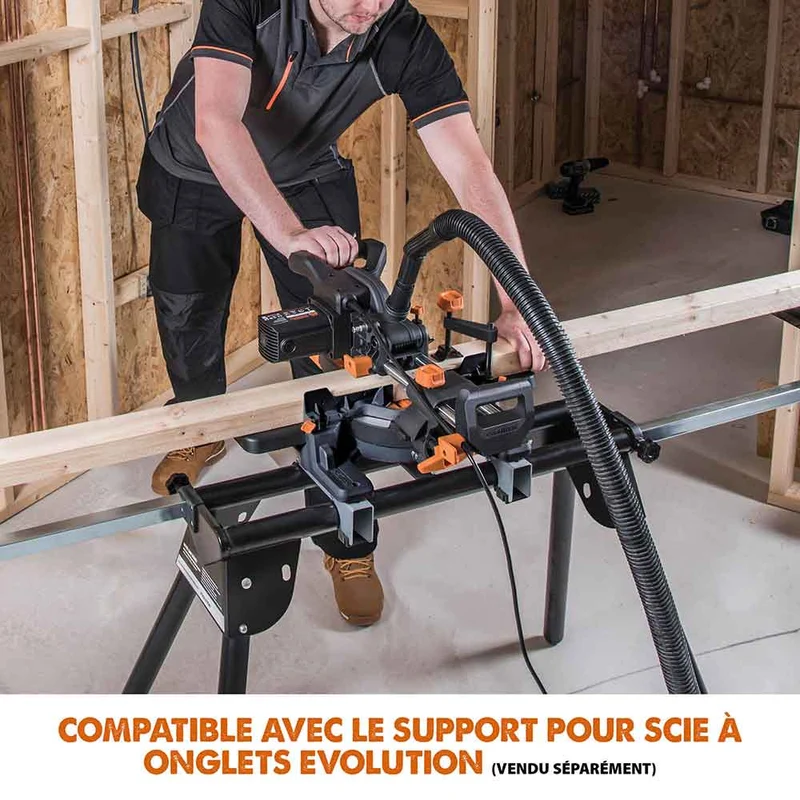 Scie à onglet électrique 185mm Evolution R185SMS+ avec lame multi-matériaux TCT