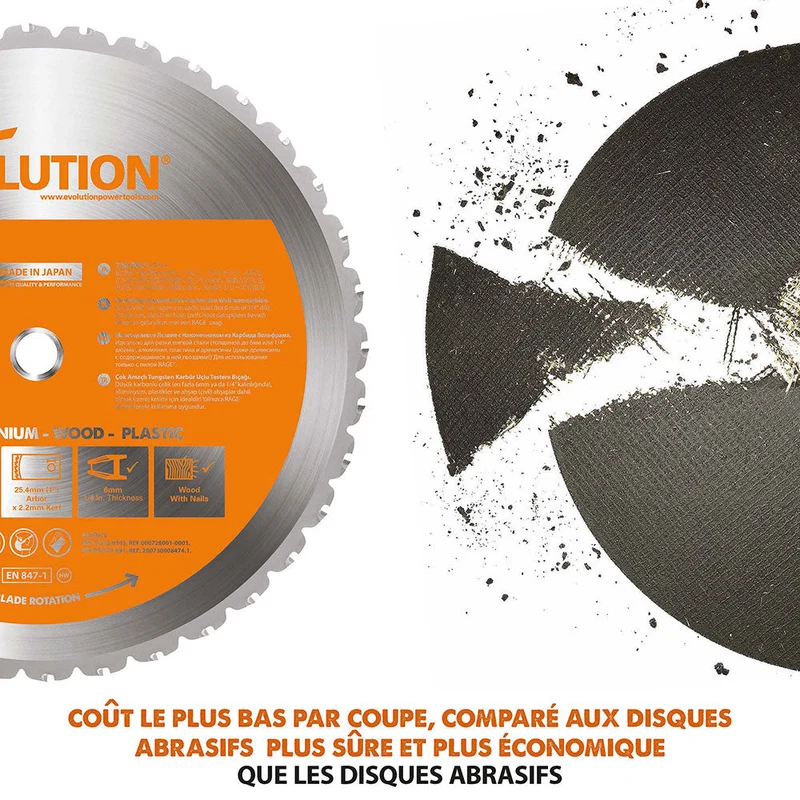 Pack Evolution : Scie à tronçonner 355mm R355CPS avec Lame multi-matériaux TCT + Support