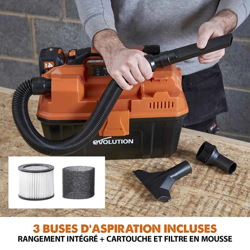 Aspirateur sans fil 11L Evolution R11VAC-Li pour déchets secs et humides sans batterie ni chargeur