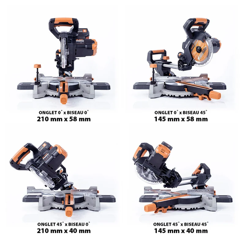 Scie à onglet électrique sans fil 185mm Evolution R185SMS-Li avec Lame multi-matériaux TCT sans batterie ni chargeur