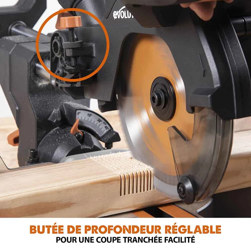 Scie à onglet électrique sans fil 185mm Evolution R185SMS-Li avec Lame multi-matériaux TCT sans batterie ni chargeur