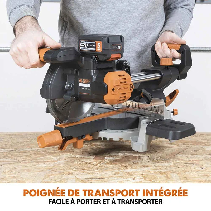 Scie à onglet électrique sans fil 185mm Evolution R185SMS-Li avec Lame multi-matériaux TCT sans batterie ni chargeur