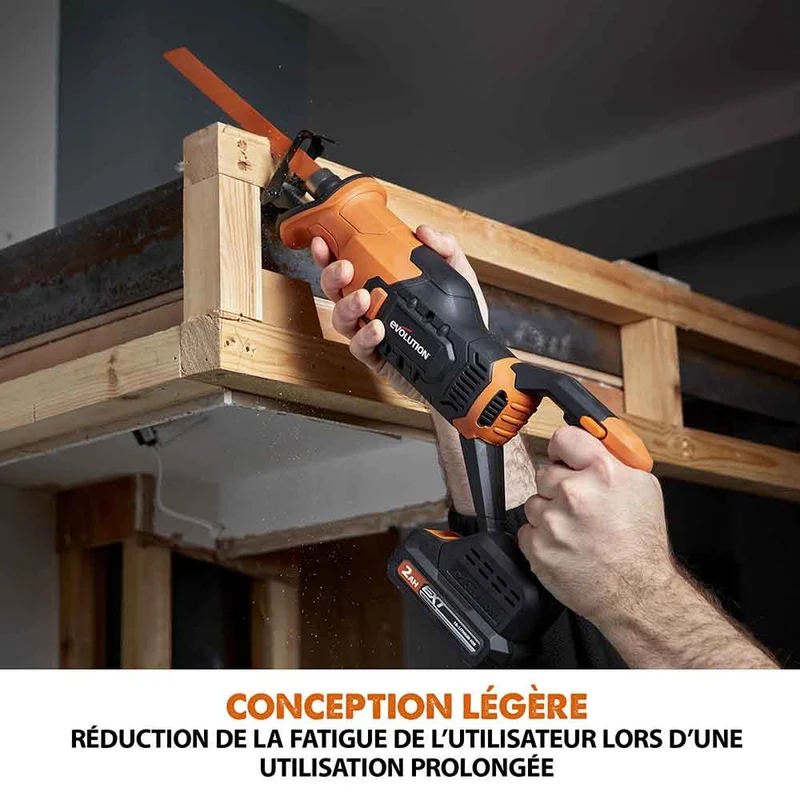 Scie sabre sans fil Evolution R150RCP-Li avec 2 lames multi-matériaux sans batterie ni chargeur
