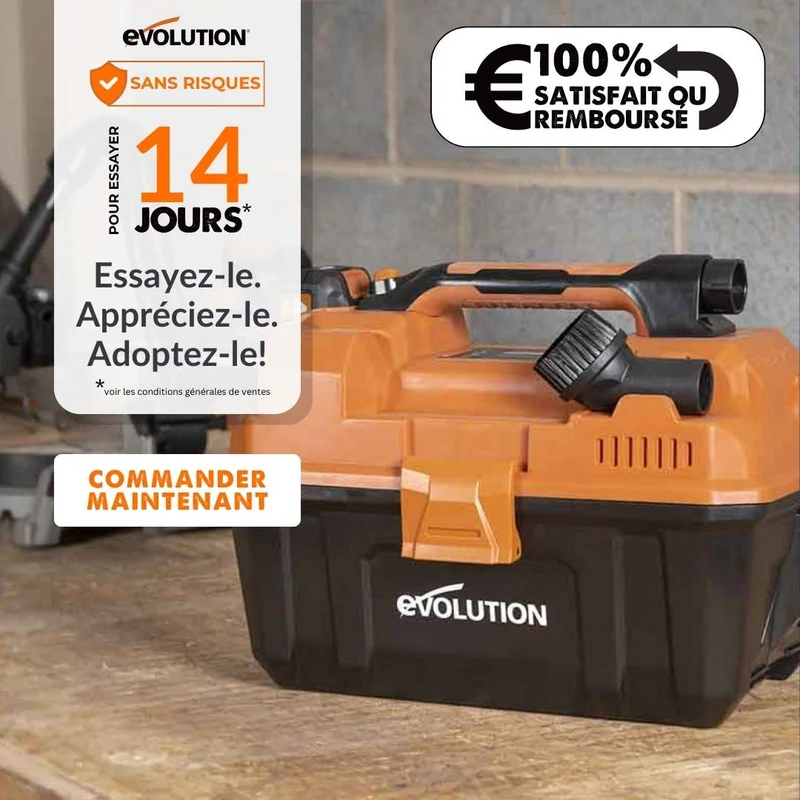 Aspirateur sans fil 11L Evolution R11VAC-Li pour déchets secs et humides avec batterie 4Ah et chargeur