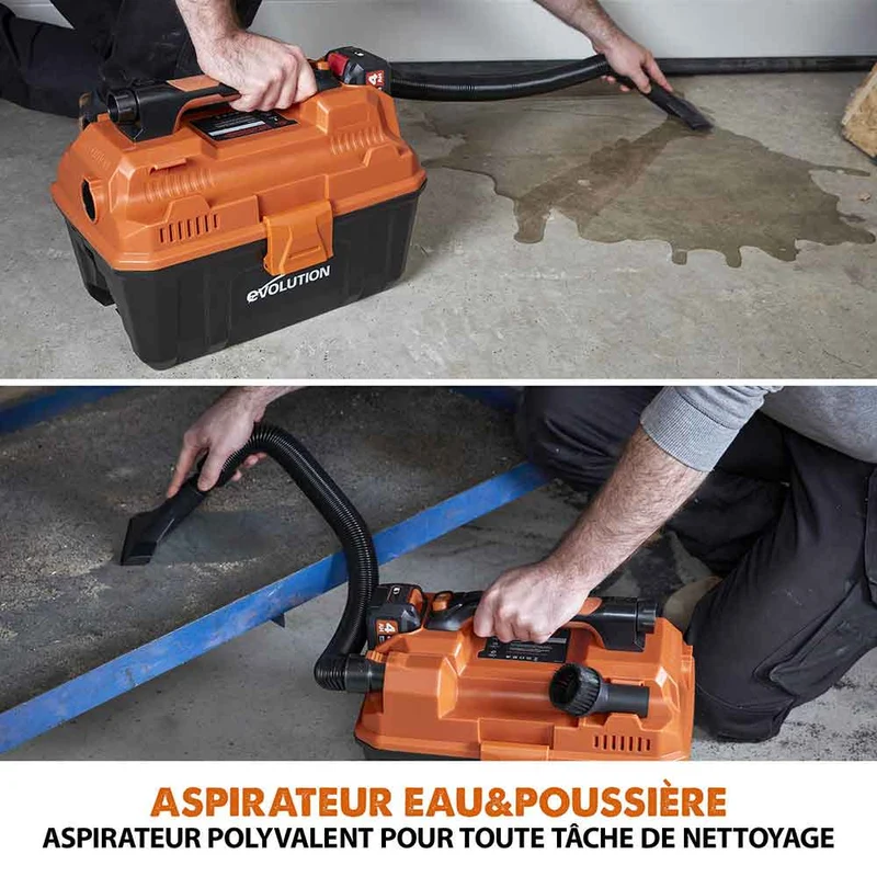 Aspirateur sans fil 11L Evolution R11VAC-Li pour déchets secs et humides avec batterie 4Ah et chargeur