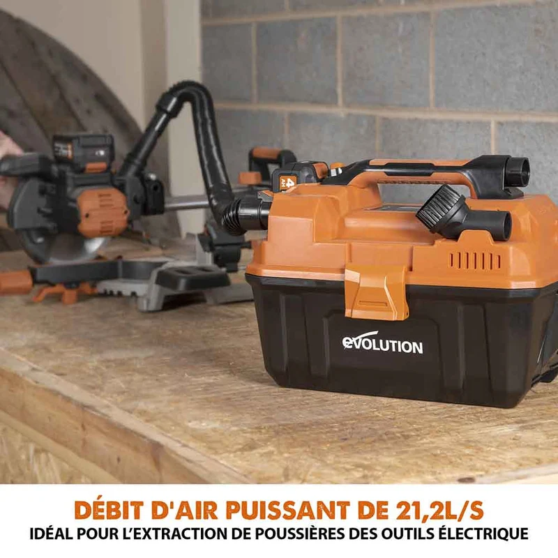 Aspirateur sans fil 11L Evolution R11VAC-Li pour déchets secs et humides avec batterie 4Ah et chargeur