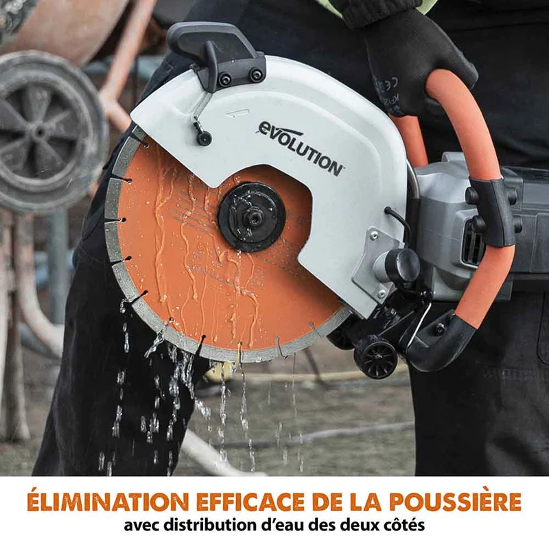 Scie à béton électrique 300mm Evolution R300DCT PLUS avec système anti-poussière et lame diamant premium