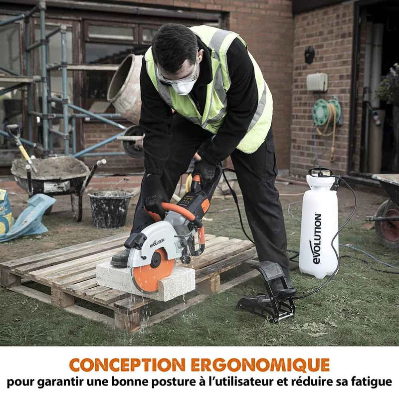 Scie à béton électrique 300mm Evolution R300DCT PLUS avec système anti-poussière et lame diamant premium