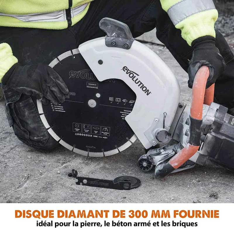 Scie à béton électrique 300mm Evolution R300DCT avec lame diamant