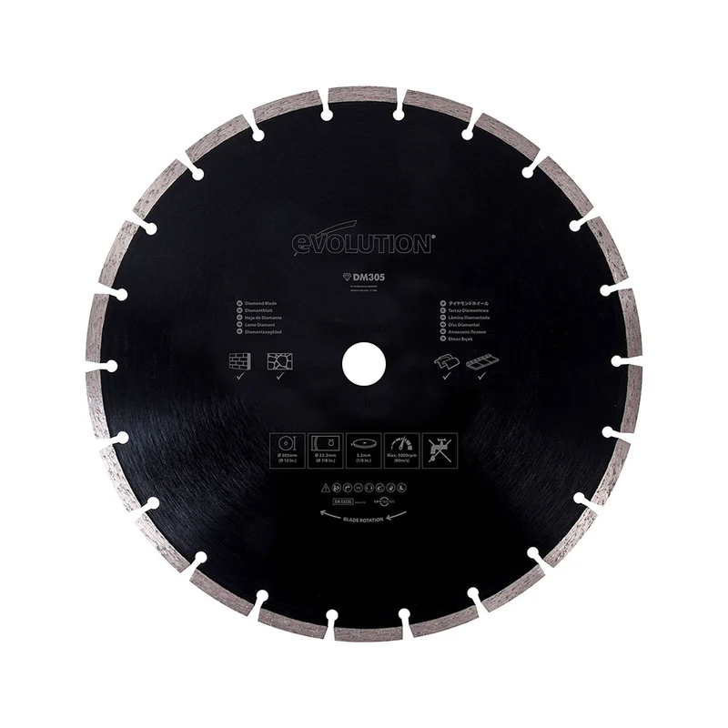 Disque diamant segmenté 305mm alésage 22,2mm Evolution pour scie à béton