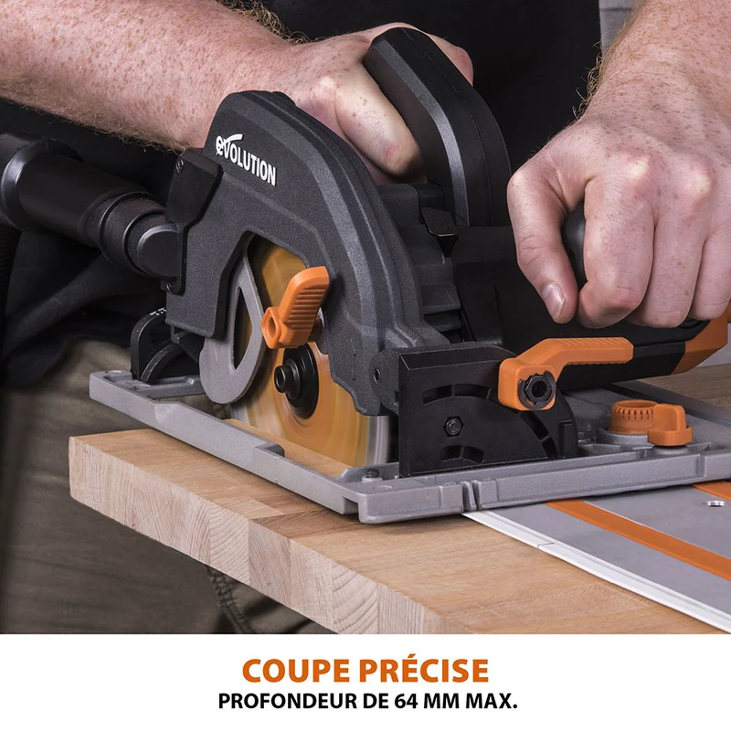 Scie circulaire 185mm Evolution R185CCSX avec lame multi-matériaux TCT et guide de 1,02m