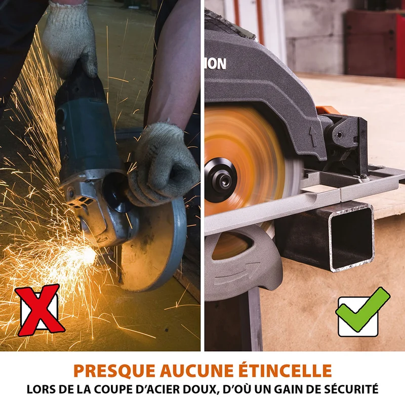 Scie circulaire 185mm Evolution R185CCSX avec lame multi-matériaux TCT et guide de 1,02m