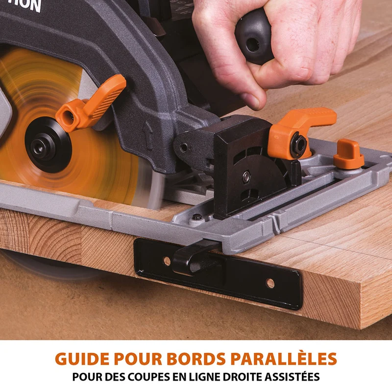 Scie circulaire 185mm Evolution R185CCSX avec lame multi-matériaux TCT et guide de 1,02m