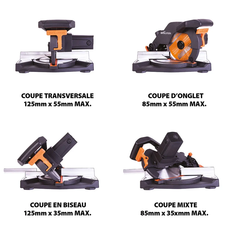 Scie à onglet 210mm Evolution R210CMS avec lame multi-matériaux TCT
