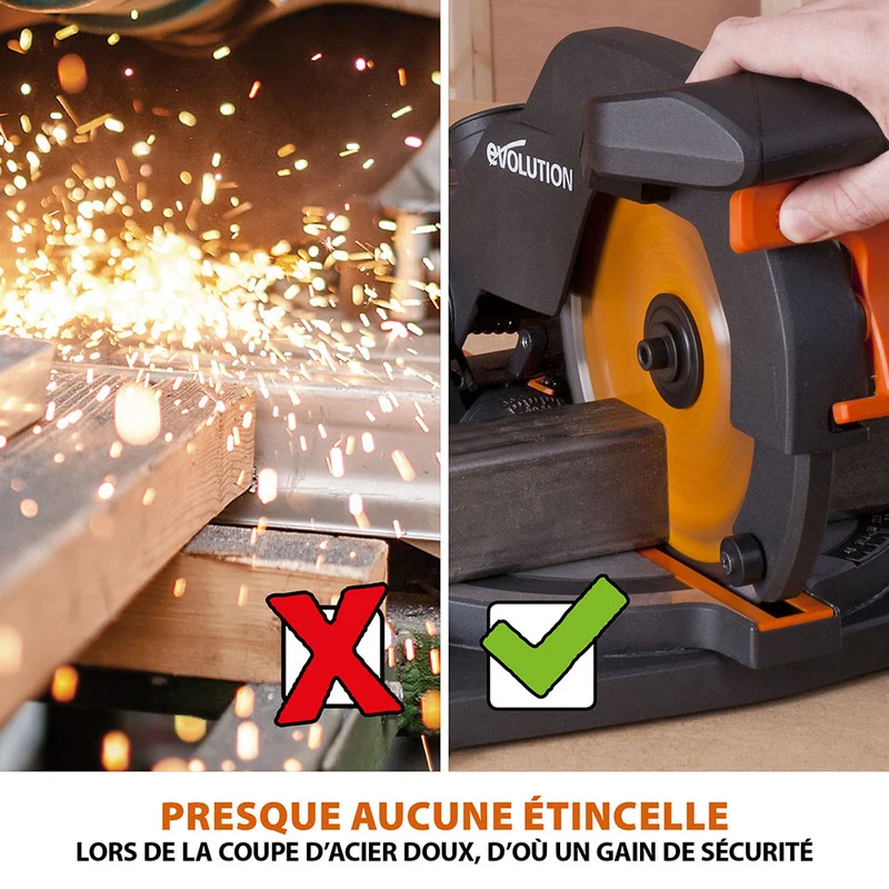 Scie à onglet 210mm Evolution R210CMS avec lame multi-matériaux TCT