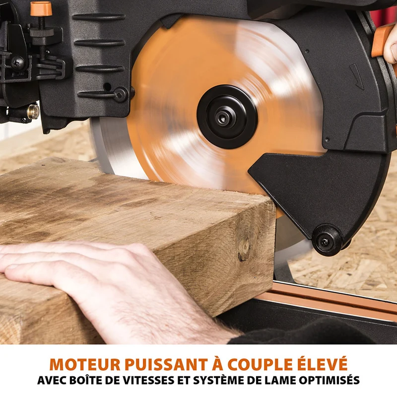 Scie à onglet électrique double biseau R255SMS-DB+ avec lame multi-matériaux TCT de 255mm