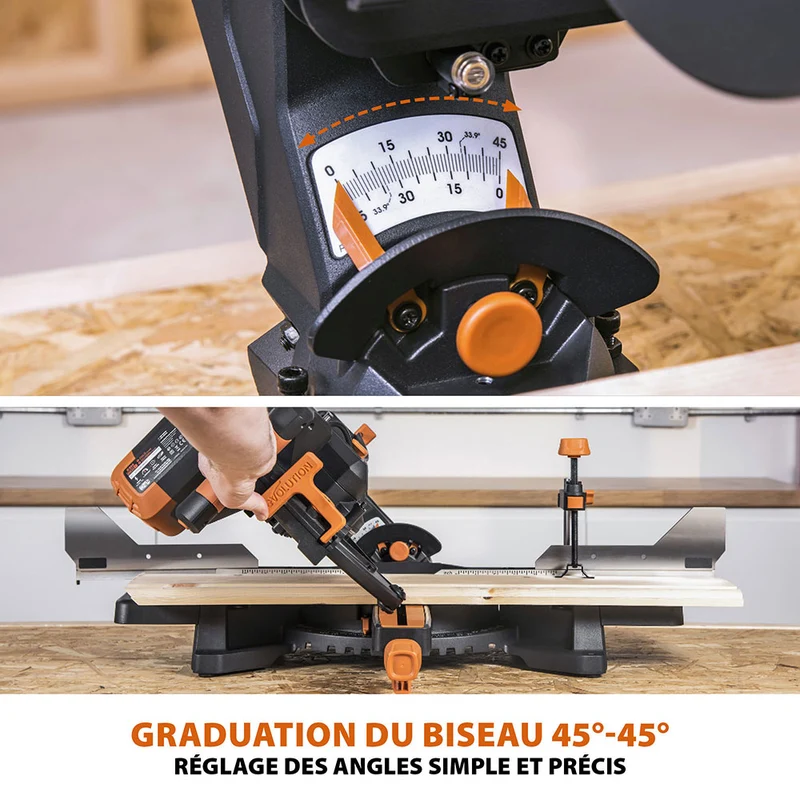 Scie à onglet électrique double biseau R255SMS-DB+ avec lame multi-matériaux TCT de 255mm