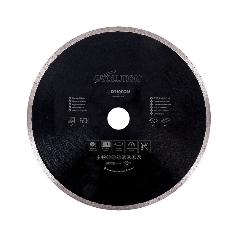 Disque diamant 210mm alésage 25,4mm Evolution pour Scie à onglet et Scie sur table