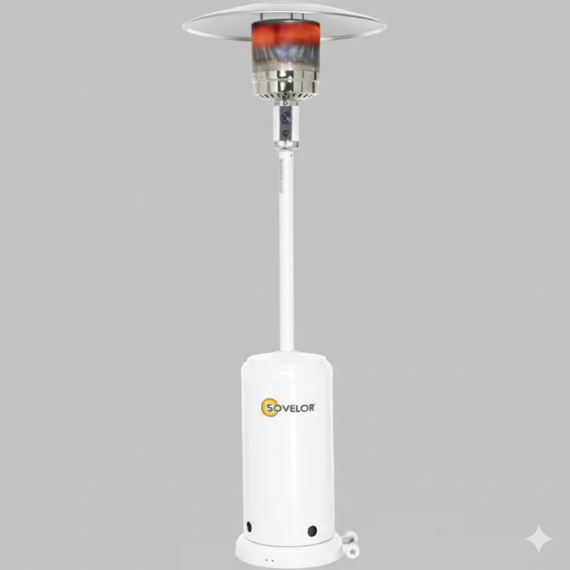 PARASOL CHAUFFANT PROPANE 14KW BRASILIA - Blanc et Inox Sovelor