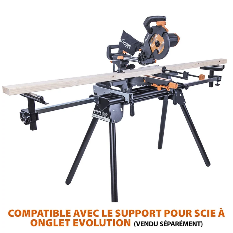 Scie à onglet électrique 210mm Evolution R210SMS-300+ avec lame multi-matériaux TCT