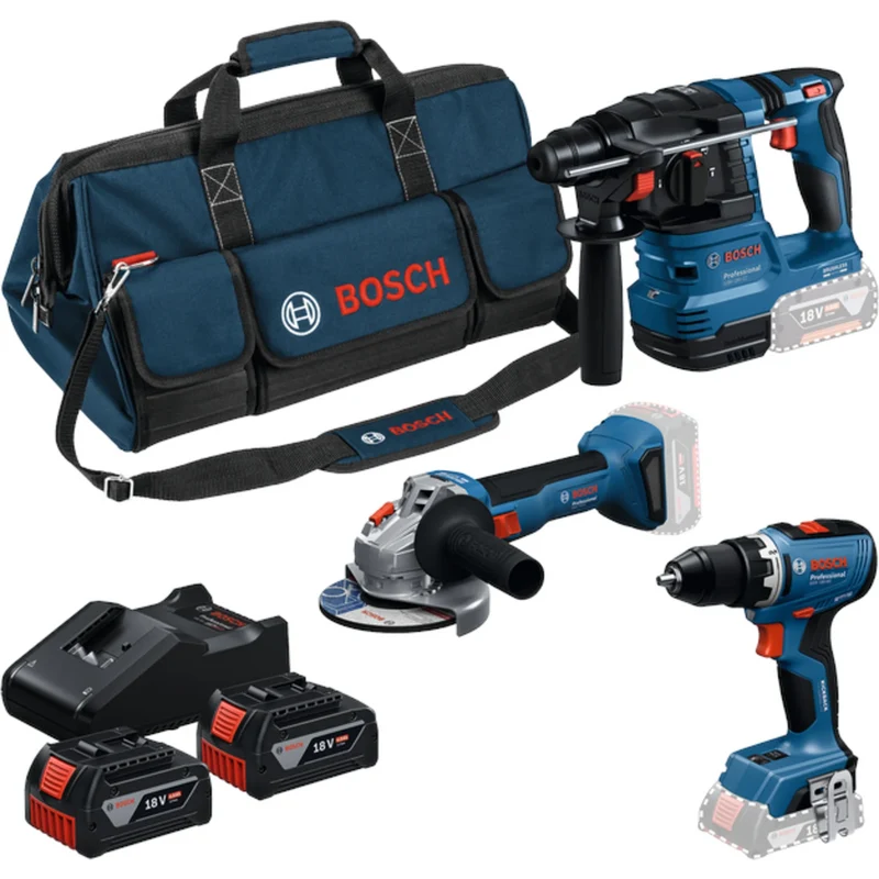 KIT 3 OUTILS perceuse - meuleuse - perforateur - 2 x 4ah + chargeur - 0615A50094 Bosch