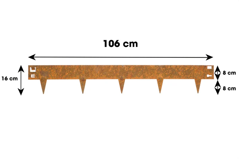 Bordure de jardin en acier Corten 16 x 106 cm EP1.5 Flexible - 7141269011390