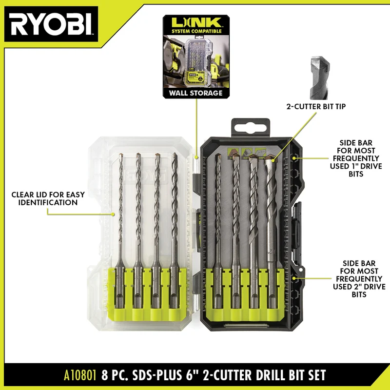 8 PC. SDS-Plus 6" 2-Cutter Drill Bit Set