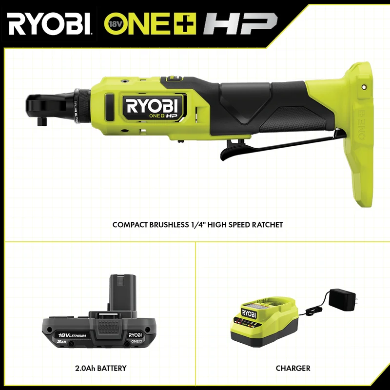 18V ONE+ HP Compact Brushless 1/4" High Speed Ratchet Kit