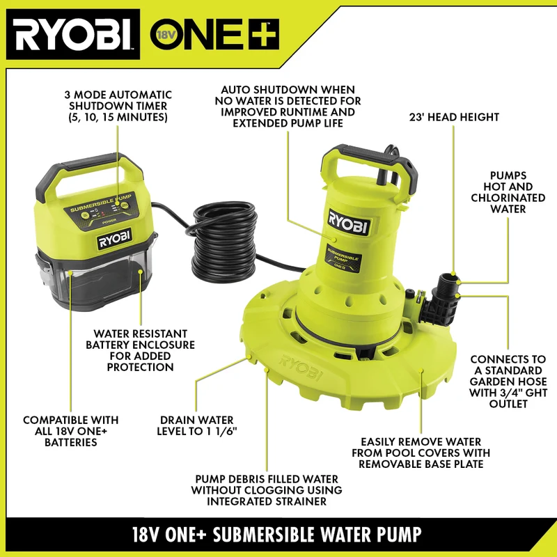 18V ONE+ 20 GPM Submersible Water Transfer Pump