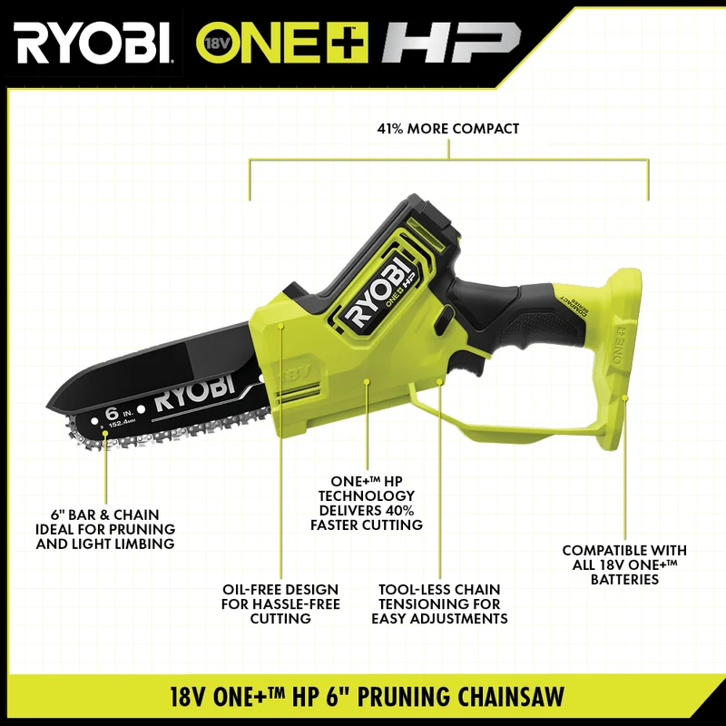 18V ONE+ HP 6" Compact Brushless Pruning Chainsaw