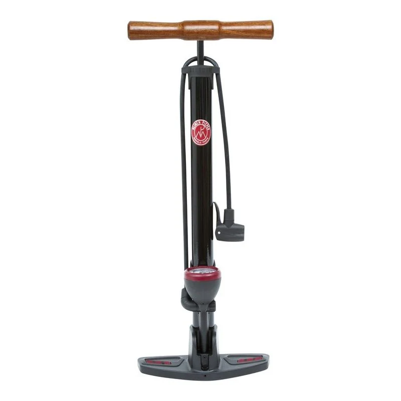 POMPE À PIED MIJNENPIEPER RETRO PRESSURE TOUTES LES VALVES AVEC MANOMÈTRE ANSE EN BOIS ACIER NOIRE