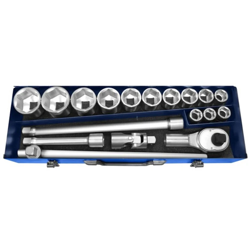 [E194683] Coffret douilles 6 points, 3/4", métrique, 18 pièces