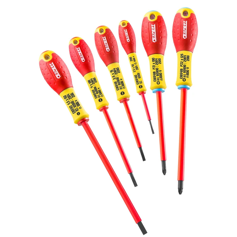 [E160911] Expert - Jeu de 6 tournevis pour vis à fente + Pozidriv® isolés 1000 volts