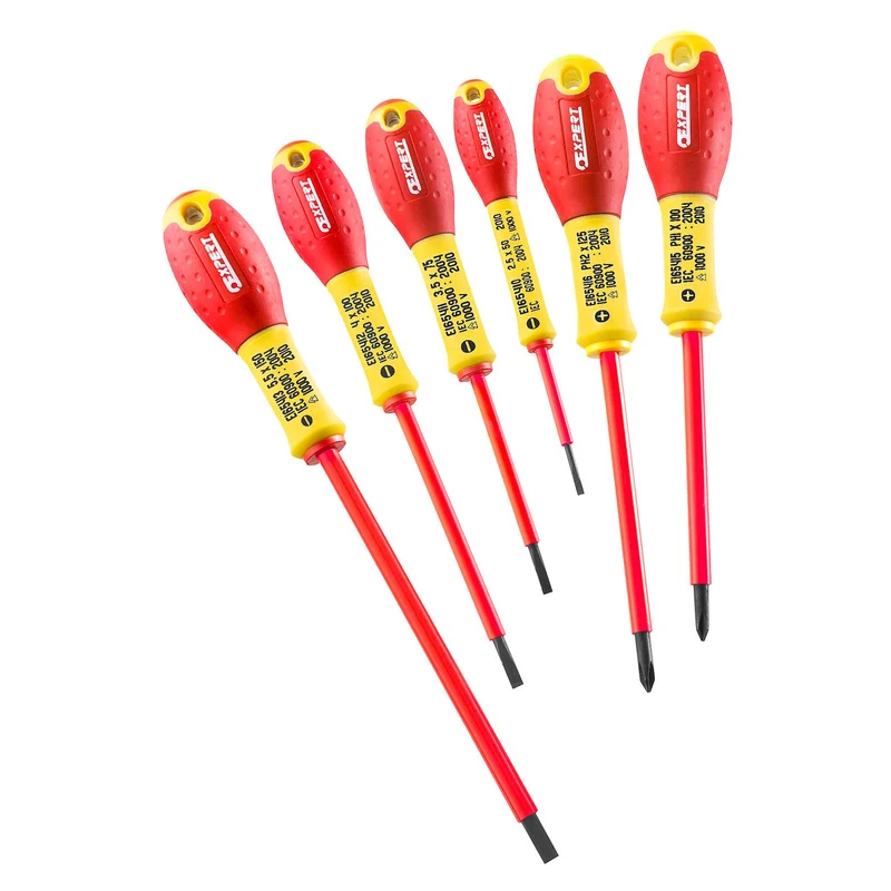 [E160910] Expert - Jeu de 6 tournevis pour vis à fente + Phillips® isolés 1000 volts