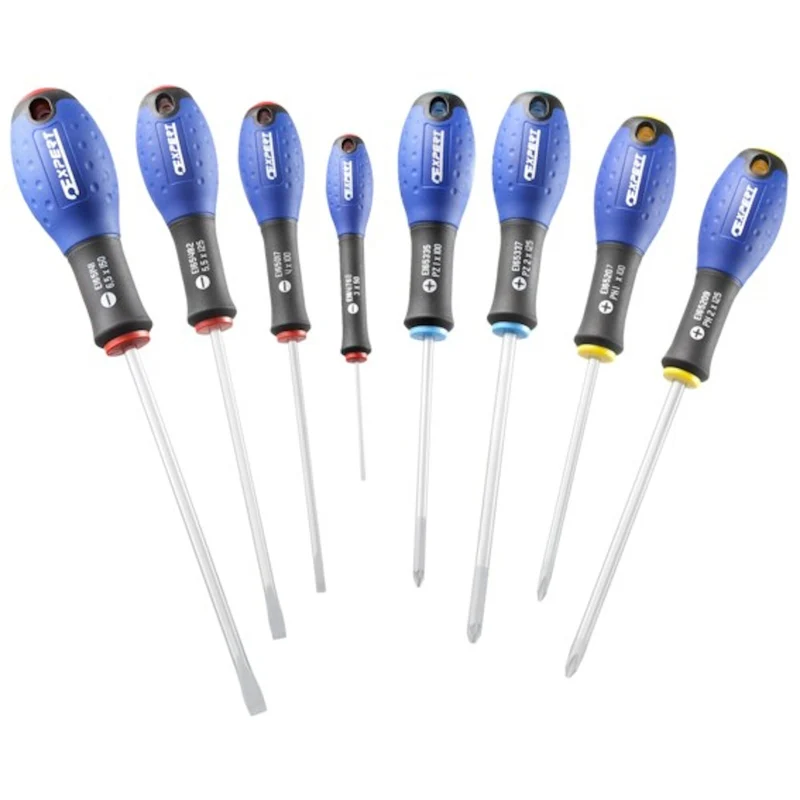 [E160907] Jeu de tournevis pour vis à fente et Pozidriv®, 8 pièces