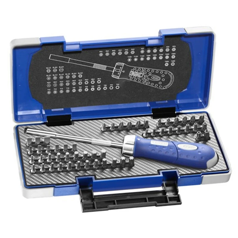 [E160804] Coffret de vissage 1/4" avec tournevis revolver, 59 pièces